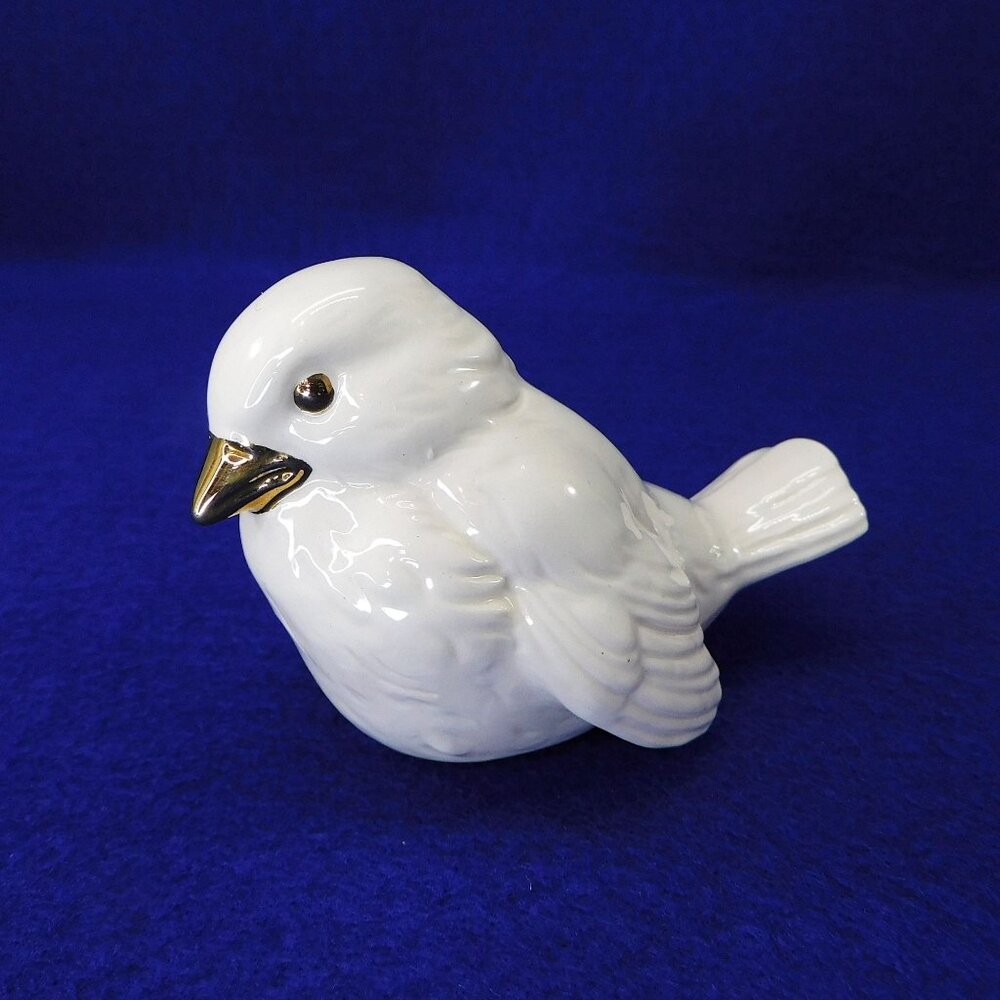 Vintage Goebel White Porcelain Bird Figurine With Gold Accents W. Germany